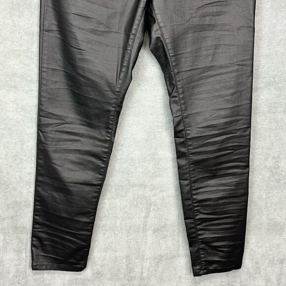 Bevy Flog Pants Womens 28 Black Vegan Leather Coated Pullon Pockets Quiet Luxury - Picture 3 of 13